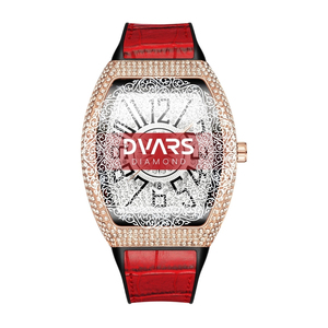 Reloj de Cuarzo Tonneau de Moda para Hombre, Reloj de Pulsera Masculino de Lujo con Esfera Incrustada de Diamantes, Correa Deportiva de Silicona, Estilo Retro Barril de Vino - Product Image 4