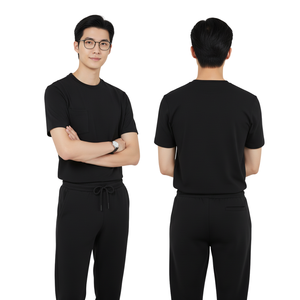 Ensemble d'uniformes médicaux professionnels unisexes comprenant un haut de blouse à manches courtes et un pantalon de jogging élastique, vêtements de travail confortables - Product Image 1