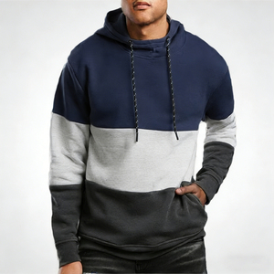 Sudadera con Capucha para Hombre, Diseño Color Block, Felpa de Algodón Premium, Informal, Manga Larga, Bolsillo Canguro, Logotipo Personalizado - Product Image 5