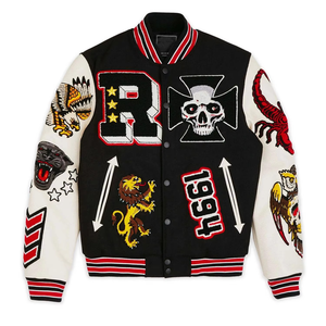 OEM Customized <b>Hip</b> Hop Streetwear Plus Size Letterman Jacket Quality Chenille Embroidery Baseball Leather Sleeve Varsity Jacket - Product Image 4