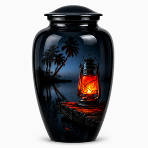 Urna Funeraria de Lujo Premium con Adhesivo Conmemorativo para Fotos y Esmalte, para Cenizas Humanas de Adultos - Product Image 1