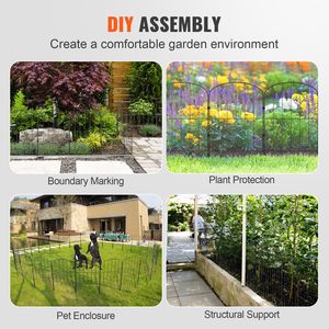 Valla de jardín de 24 pulgadas de alto x 30 pies de largo, barrera para animales, decorativa subterránea, con espaciado de púas de 2 pulgadas, cercado metálico de 2 pulgadas, trellis y puertas - Product Image 6