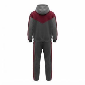 Ensemble de survêtement pour homme, noir et gris, avec sweat à capuche zippé et pantalon large, ensemble assorti bicolore, tenue streetwear décontractée à capuche - Product Image 4