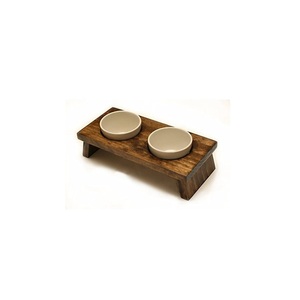Wooden <b>Pet</b> Feeding Stand With Two <b>Ceramic</b> <b>Bowls</b> Rectangle Shape Indoor Use Durable Design For Dogs And Cats - Product Image 1