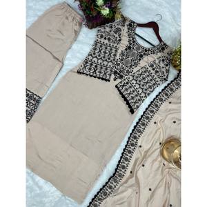 Women's Beautiful <b>Top</b>-Bottom and Dupatta Set with Fancy Embroidery Sequence Work - Product Image 4