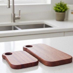 Juego de 3 tablas de cortar rectangulares modernas de madera de acacia con ranura para jugos y asas, para restaurantes, uso ecológico en la cocina - Product Image 6