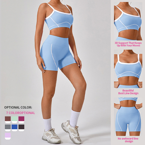 Ensemble de yoga personnalisé pour femme avec logo – Pantalon évasé taille haute et brassière de sport – 2 pièces – Vêtements de sport décontractés et lavés pour l'entraînement et le fitness - Product Image 4