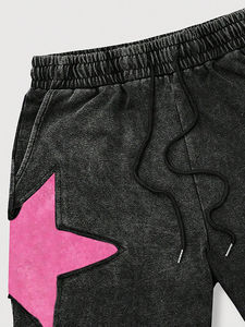 Pantalones Cortos Deportivos para Hombre, con Logotipo Personalizado, Lavado Ácido, Diseño Desgastado, Personalización Completa, Ecológicos, Transpirables, de Algodón/Poliéster, con Cordón Ajustable - Product Image 5