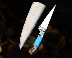 Couteau de chasse artisanal en acier D2 gravé à la main, manche en résine, lame de 6 à 7,9 pouces, haute dureté, couteau extra-affûté - Product Image 6