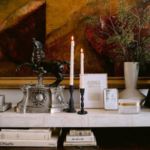 Vintage Candle Stand <b>Black</b> Color Set of Two Pieces Pillar Style <b>Candlestick</b> Stand Wedding Decoration Indian Manufacturing - Product Image 4