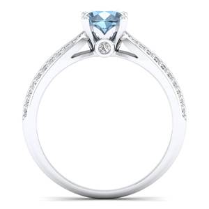 Anillos Solitarios de Plata de Ley 925 de Alta Calidad REYES con Moissanita y Piedra Preciosa Aguamarina, Regalo de Compromiso, Joyería Fina para Mujer - Product Image 4