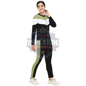 Women's Color Blocking Tracksuit Set Full Sleeve Zipper Sporty Style Breathable Spandex <b>Polyester</b> <b>Joggers</b> With Side Pockets - Product Image 4