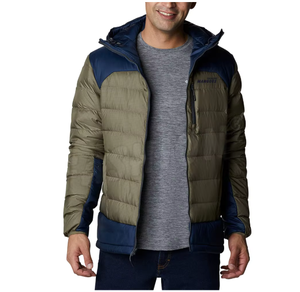 Men's Hooded Puffer <b>Jacket</b> Color Blocking Windproof Winter Casual Coat Polyester Wadding Zipper Closure Regular Fit - Product Image 5