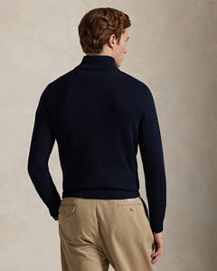 Pull tricoté à col montant zippé en coton et laine pour homme, vente en gros d'usine, personnalisé, à quart de zip et manches longues - Product Image 4
