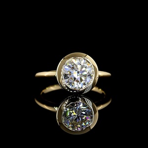 Modern Minimalist Full Bezel Setting 2 Carat Round IGI Certified Lab Created Diamond Ring 18K Solid Gold Fine Jewelry Manufactur - Product Image 1