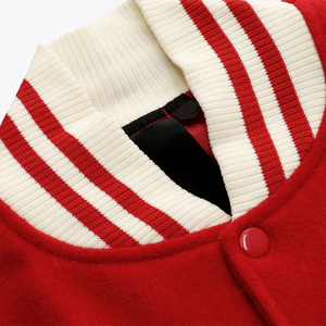 Custom Premium Red Wool Varsity <b>Jacket</b> Men's Quilted Lining Letterman <b>Jacket</b> Contrast Beige Sleeve <b>Baseball</b> <b>Bomber</b> College - Product Image 4
