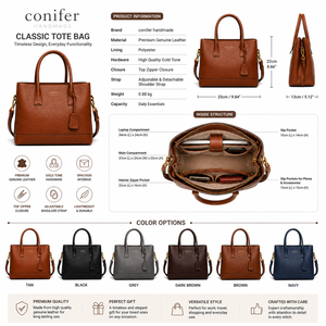 Luxury Genuine Leather Handbag Women Office Work Tote Versatile Shoulder Bag Solid Basic Color Designer Daily Carry Handbag - Product Image 6