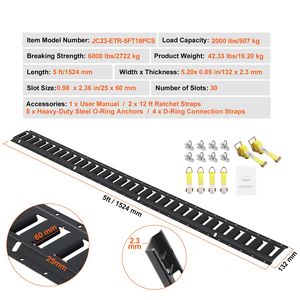 Kit di fissaggio E Track con 18 pezzi, set da 1,5 m con 4 binari, 8 ancoraggi, 4 punti di fissaggio, 2 anelli a D - Product Image 4