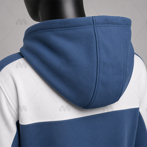 M.H. Chándal con Capucha para Mujer, Diseño Internacional, Azul y Blanco con Bloques de Color, Manga Larga, Corte Holgado, Informal, para Otoño, 100% - Product Image 4