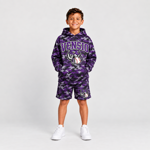 Conjunto de Sudadera con Capucha y Pantalones Cortos de Camuflaje Personalizado, Estilo Deportivo, para Entrenamiento de Béisbol, Ropa Casual Ligera, Uniformes 100% - Product Image 6