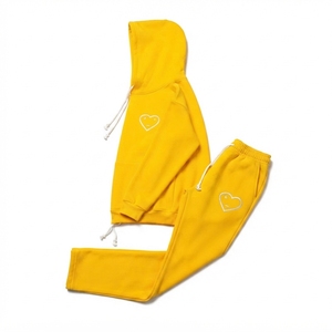 Ensemble sweat à capuche et pantalon de survêtement unisexe en coton épais imprimé, coupe ample, style streetwear hip-hop, écoresponsable, collection hiver 2025 - Product Image 4