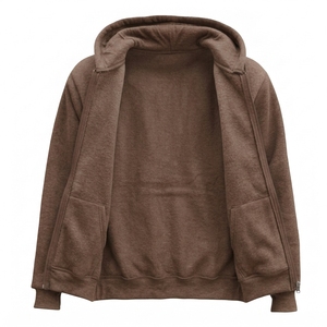 Sudadera con capucha unisex con cremallera, forro polar suave, estilo casual urbano. - Product Image 6