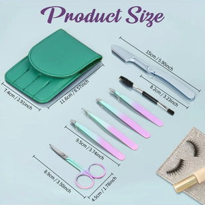 Juego de Pinzas para Cejas de Acero Inoxidable Modernas con Tijeras y Cepillo para Depilación Precisa y Aplicación de Maquillaje - Product Image 5