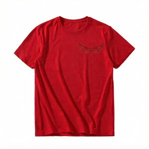 <b>Red</b> Men's Oversized Short Sleeve T-<b>Shirt</b> with Print Regular Fit Casual O-Neck Woven Cotton Eco-Friendly - Product Image 1