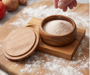 Élégant pot à sel et sucre en bois massif avec couvercle, ustensile de cuisine pour herbes et épices, finition naturelle durable, essentiels de table - Product Image 5