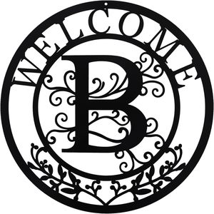Personalized Round Split Letter Metal Name Sign Custom Monogram Door Hanger Outdoor Family Name <b>Wall</b> Decor - Product Image 6
