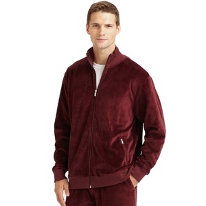 high quality blank plain solid pullover men velour velvet cotton sweatpants set tracksuits sweatsuit - Product Image 4
