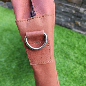 Reddish Brown <b>Leather</b> <b>Laptop</b> <b>Bag</b> Luxury Style Dual Handles Front Zipper Pocket Durable Messenger <b>Bag</b> For Business Travel - Product Image 5