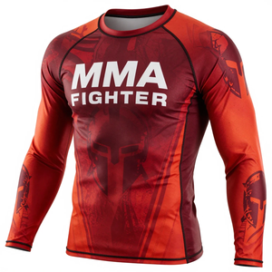 MMA Fighter Long Sleeve Rash Guard Full Sleeve <b>Compression</b> <b>Shirt</b> Quick Dry <b>Men's</b> Sport Top Sublimation Print Design Rash Guard - Product Image 3