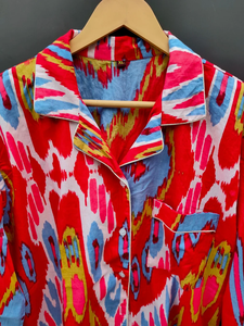 Conjunto de Pijama Coordinado con Estampado Animal para Mujer de Naaz Textile, Ropa de Dormir Informal de Verano, Suave y Transpirable, 100% Algodón, Largo hasta la Rodilla, Manga Larga - Product Image 2