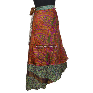 Falda Larga de Seda Mágica para Mujer, Estilo Vintage, Envolvente, de 2 Capas, Reversible, Estilo Bohemio - Product Image 3
