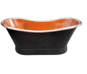 Bañera Ovalada Independiente de Cobre, Exterior Negro Moderno, Metal Duradero de Lujo para Adultos - Product Image 1