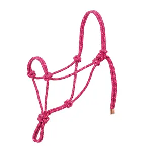 Custom Made Raspberry Diamond Braid Horse Rope Halter Pink Wholesale Manufacturer OEM/ODM Accepted All Colors Available