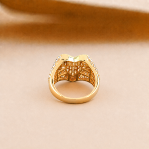 Bague Moissanite en forme de cœur plaquée or jaune, sertie de diamants taille baguette, bijou statement pour homme - Product Image 6