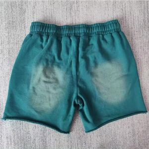 Shorts de sport vintage pour hommes en coton uni délavé au soleil, avec cordon de serrage et bords bruts, effet délavé à l'acide - Product Image 1