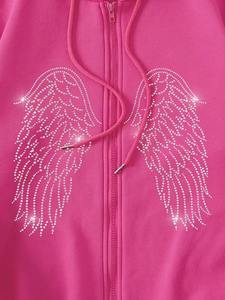 Sudadera con capucha de invierno para hombre, con cremallera completa, diseño de calavera, transpirable, cortavientos, personalizada con pedrería brillante y cristales de imitación, de forro polar, 2026 - Product Image 3