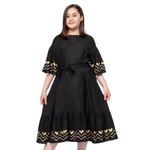 Ropa de niña con estilo profesional Nuevo diseño OEM Escote Casual Vestido de manga corta Estampados bordados Plus Fiesta al por mayor - Product Image 2