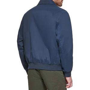 Blouson bomber bleu marine pour homme, col rabattu, fermeture éclair, style décontracté, polyester, couleur unie, logo sur le devant - Product Image 3