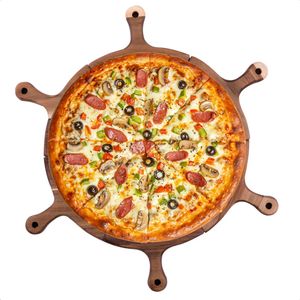 Grande Planche à Pizza Ronde en Acacia, Plateau de Service en Bois Naturel, Essentiel de Cuisine pour Servir Pain et Fromage, Idéal pour les Réceptions - Product Image 5
