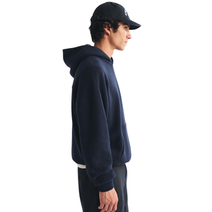 Custom <b>Mens</b> <b>Navy</b> Pullover Hoodie Minimal Chest Logo Premium Streetwear OEM Private Label Apparel Manufacturer Wholesale Supplier - Product Image 6