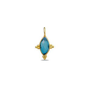 Pendentifs en topaze bleue de Londres, forme marquise, plaqués or, quartz LBT, pour la création de bijoux, 10x5mm, coupe rose. - Product Image 1