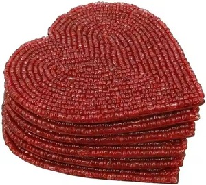 Stylish Seed Beads Embroidery Coaster Handmade Floral Design Elegant Beaded Embroidery Coaster Luxury Table Decor Style - Product Image 3