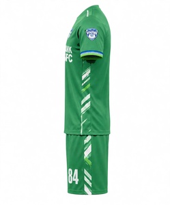 Ensemble de maillot de football personnalisé sublimé vert foncé, respirant, à séchage rapide, avec short, pour hommes, logo personnalisé, entraînement - Product Image 3