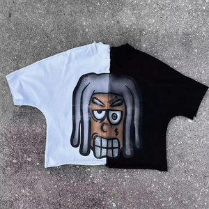 T-shirt court blanc coupe ample et décontractée, personnalisé, 200g, 100% coton épais, style vintage, 2 panneaux, sans coutures - Product Image 3