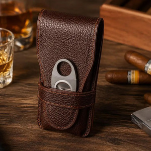 Estuche para cigarros de cuero premium hecho a mano con cortador integrado, ideal para coleccionistas y profesionales ejecutivos, a la venta a bajo precio. - Product Image 5