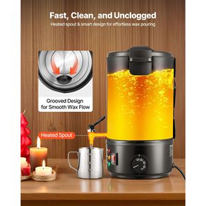 Chauffe-cire rapide à chauffage uniforme de 8,5 Qts pour kits de fabrication de bougies DIY avec bec verseur facile, contrôle de la température et base rainurée - Product Image 5